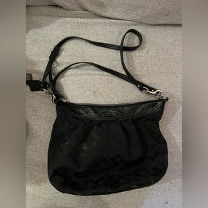 Black Coach Logo Print Shoulder Bag